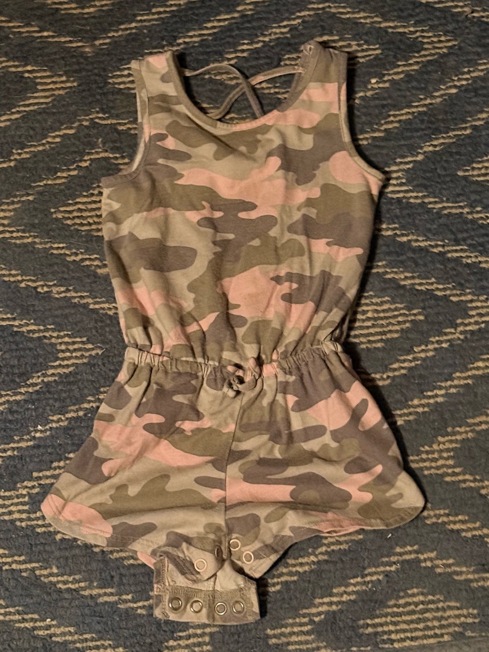 Girls' Olive and Pink Camo Romper